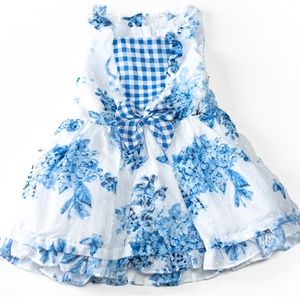 Nanette Toddler Girl Blue & White Dress 2T